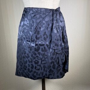 Express Navy Animal Print Jacquard Mini Skirt